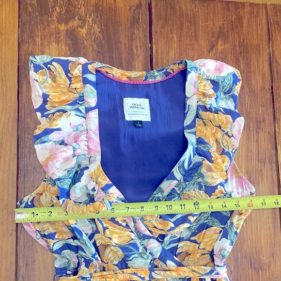 Anthropologie Cecilia Pettersson Wrap Mini Dress size small floral tropical - Picture 7 of 13